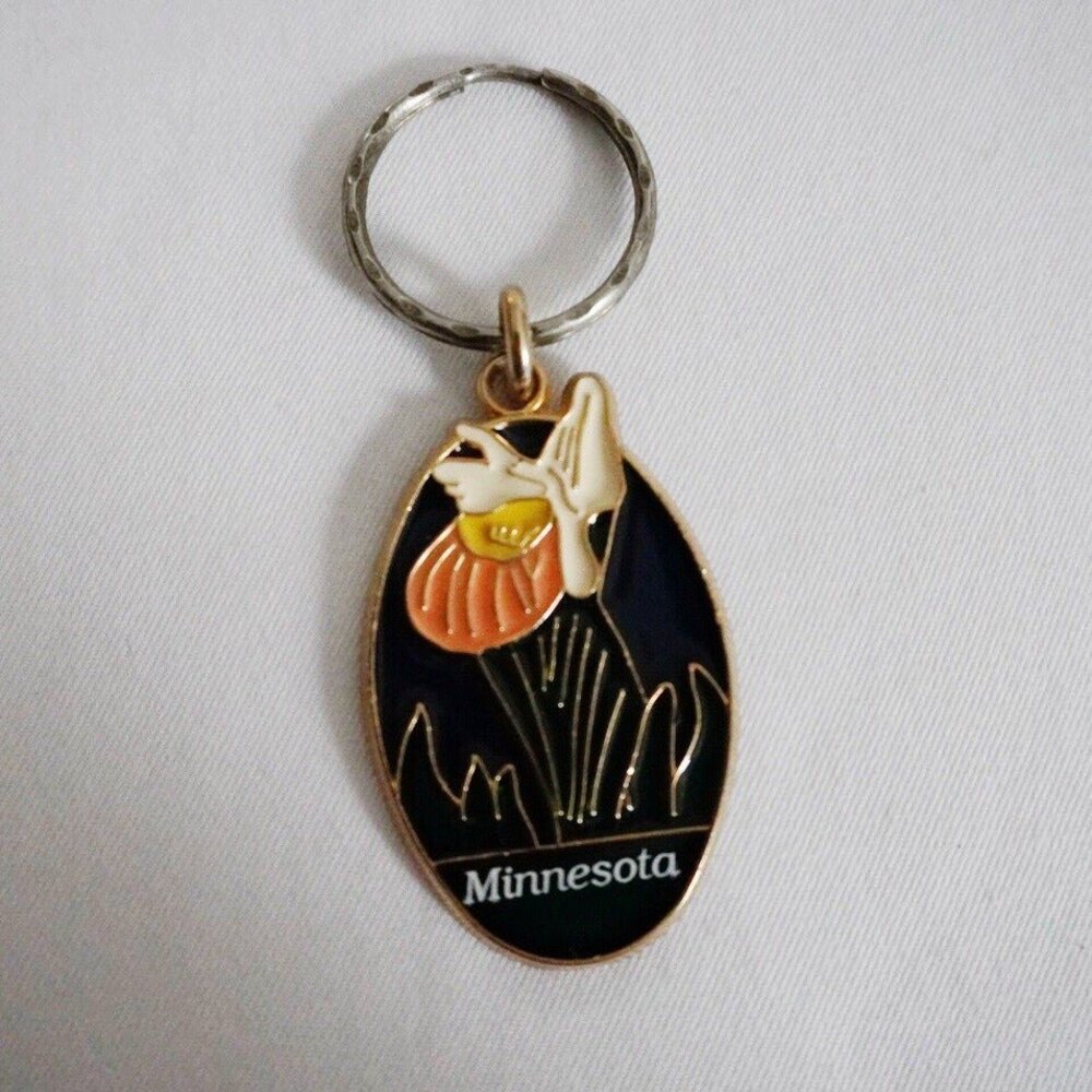 Minnesota Lady Slipper Oval Souvenir Keychain